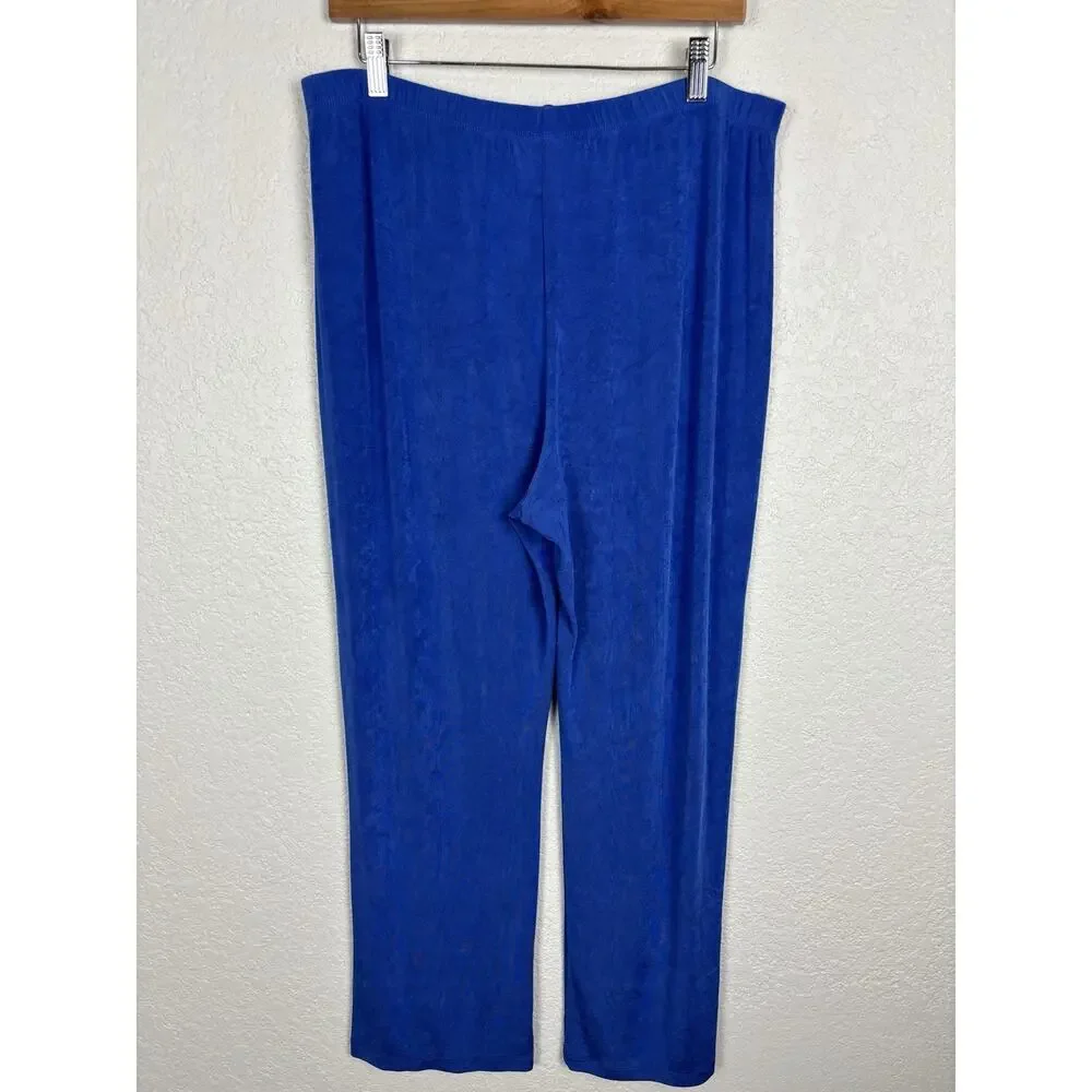 Chico's Travelers Womens Pull On Pants Sz 3 Sz‎ XL Blue Comfort Stretch Travel